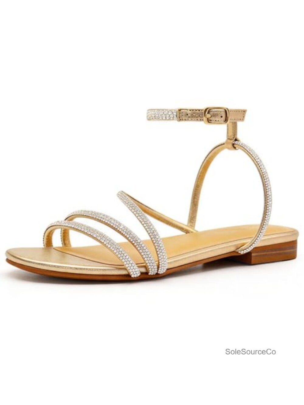 Dressy Rhinestone Flat Sandals for Wedding Guest Elegant Occasion Wear